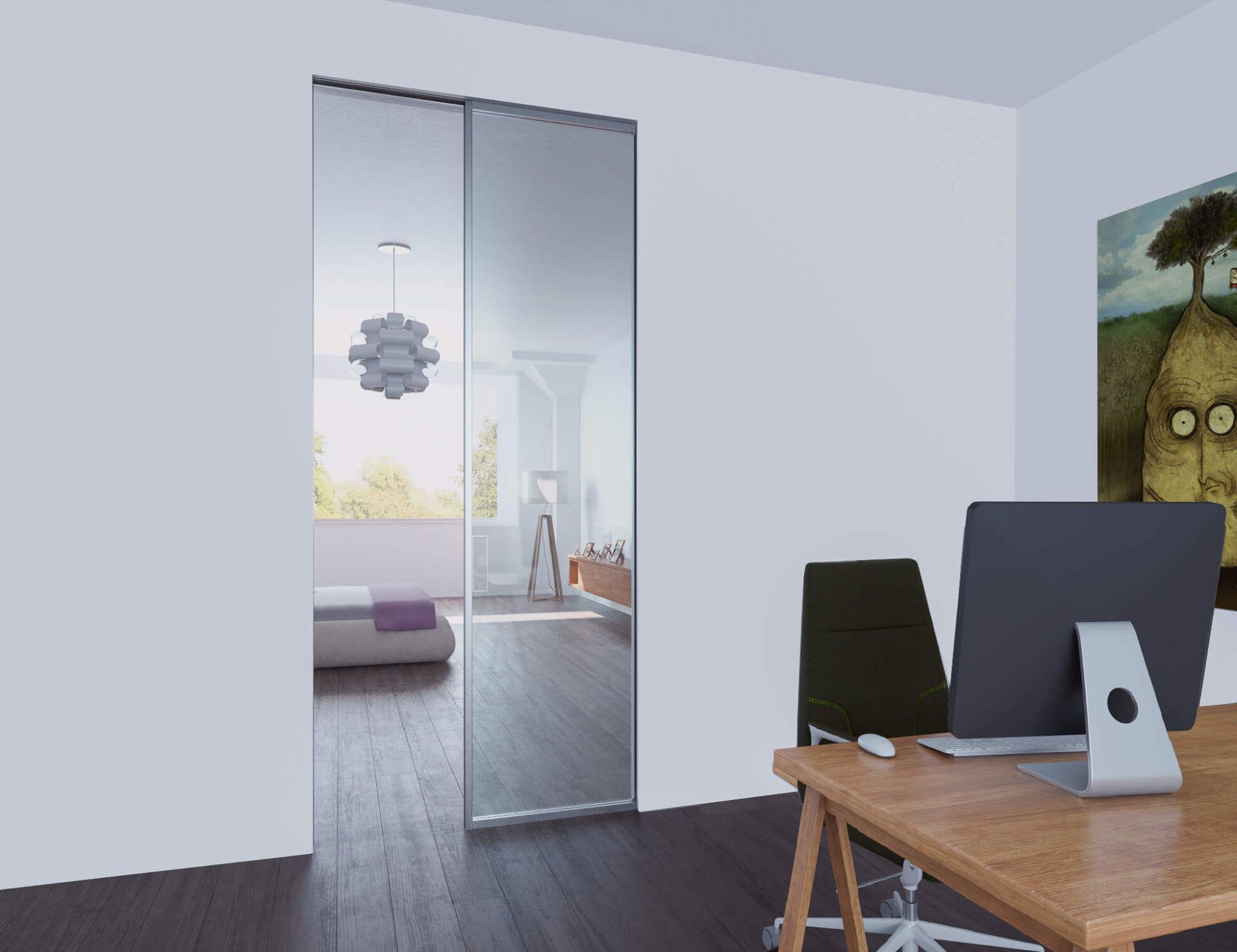 sala con porta a scomparsa