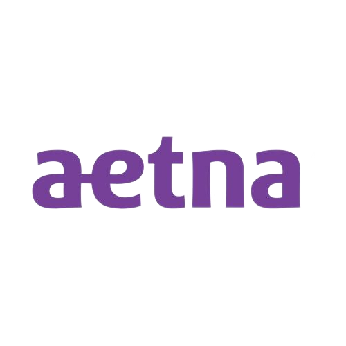 Aetna logo in purple on a white background. The word 