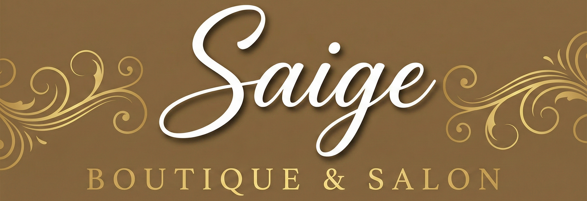 Saige Salon Gold and white logo