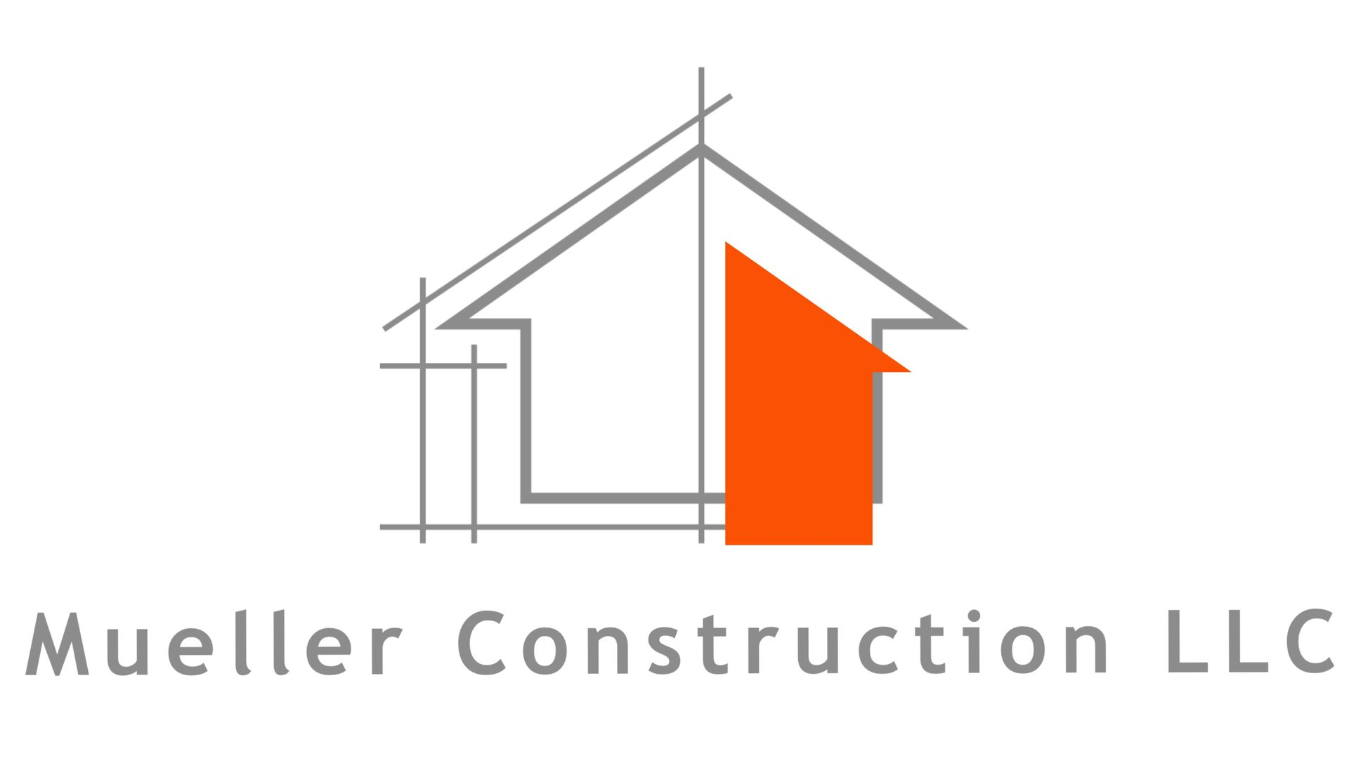 Logo: Orange and gray house outline with architectural sketch, 