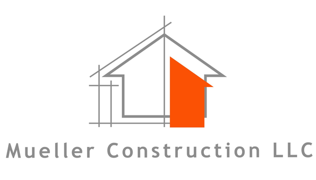 Logo: Orange and gray house outline with architectural sketch, 