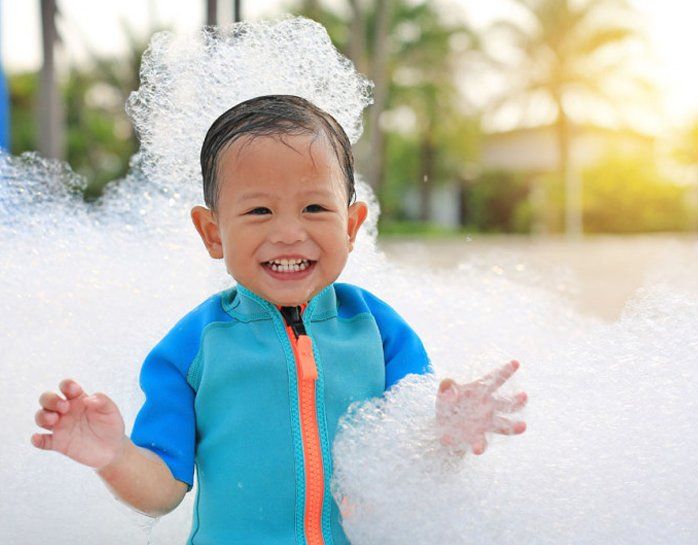 Happy Kid With Foam