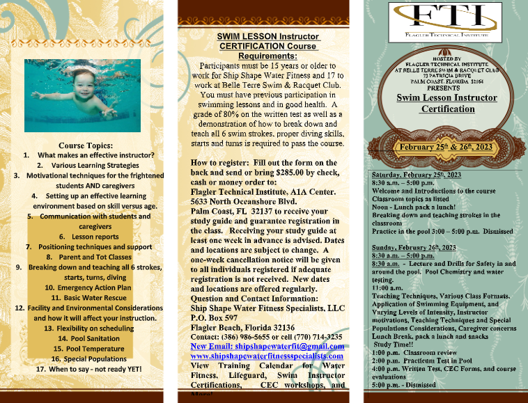 Water Fitness Instructor Training in St. Augustine, FL Ship Shape