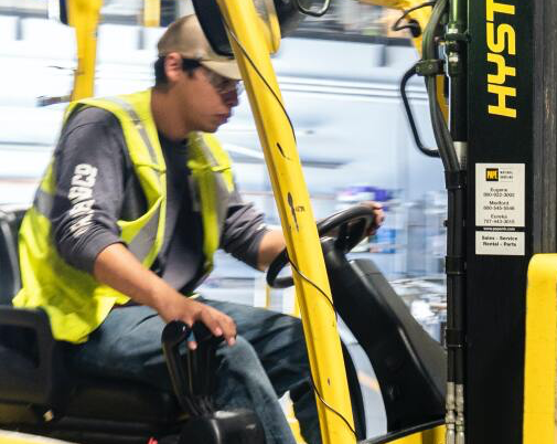 person using forklift