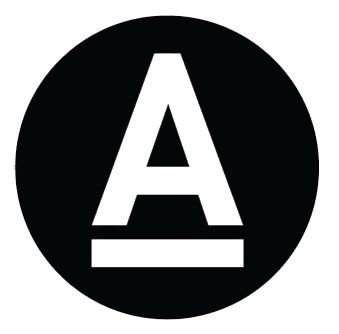 The letter a is in a black circle on a white background.