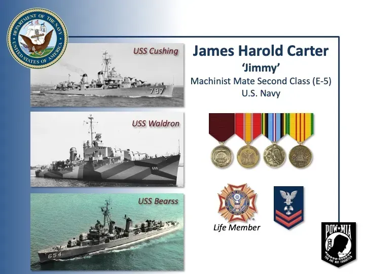 James harold carter ' jimmy ' machineist mace second class ( e-5 ) u.s. navy life member