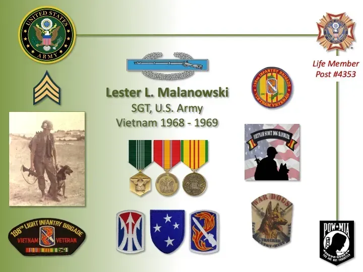A poster for lester l. malanowski sgt u.s. army vietnam 1968-1969
