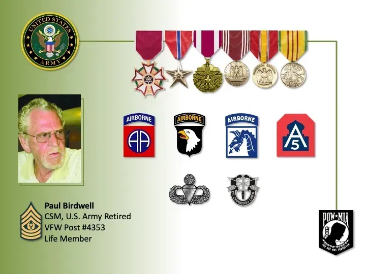 Paul birdwell is a us army retired life member