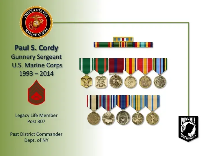 Paul s. cordy gunnery sergeant u.s. marine corps 1993-2014