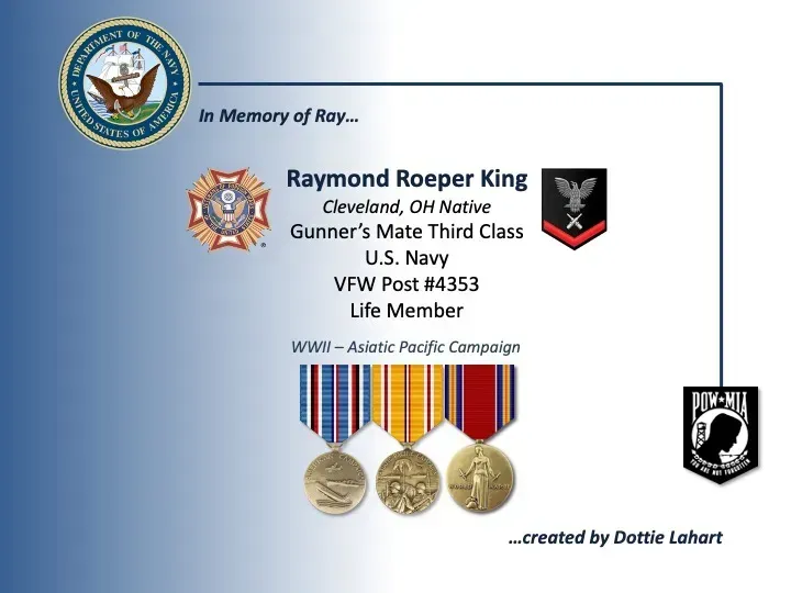 Raymond reeper king was a gunner 's mate third class in the u.s. navy