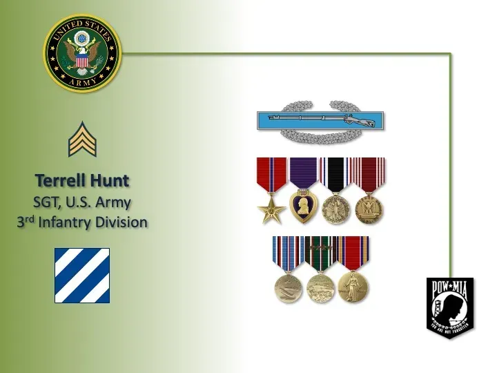 A poster for terrell hunt sgt u.s. army 3rd infantry division