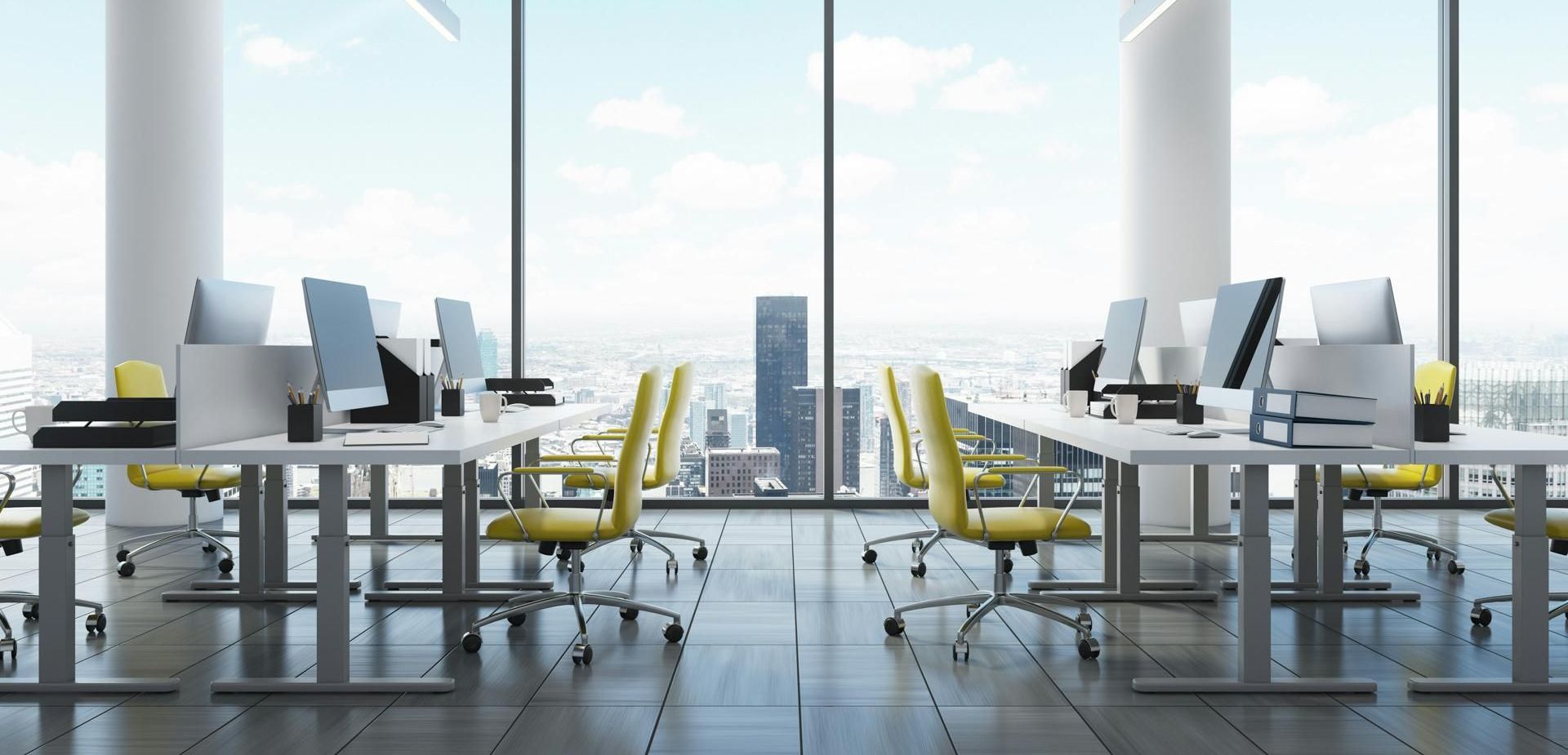 Ein modernes Büro mit einer schönen Aussicht