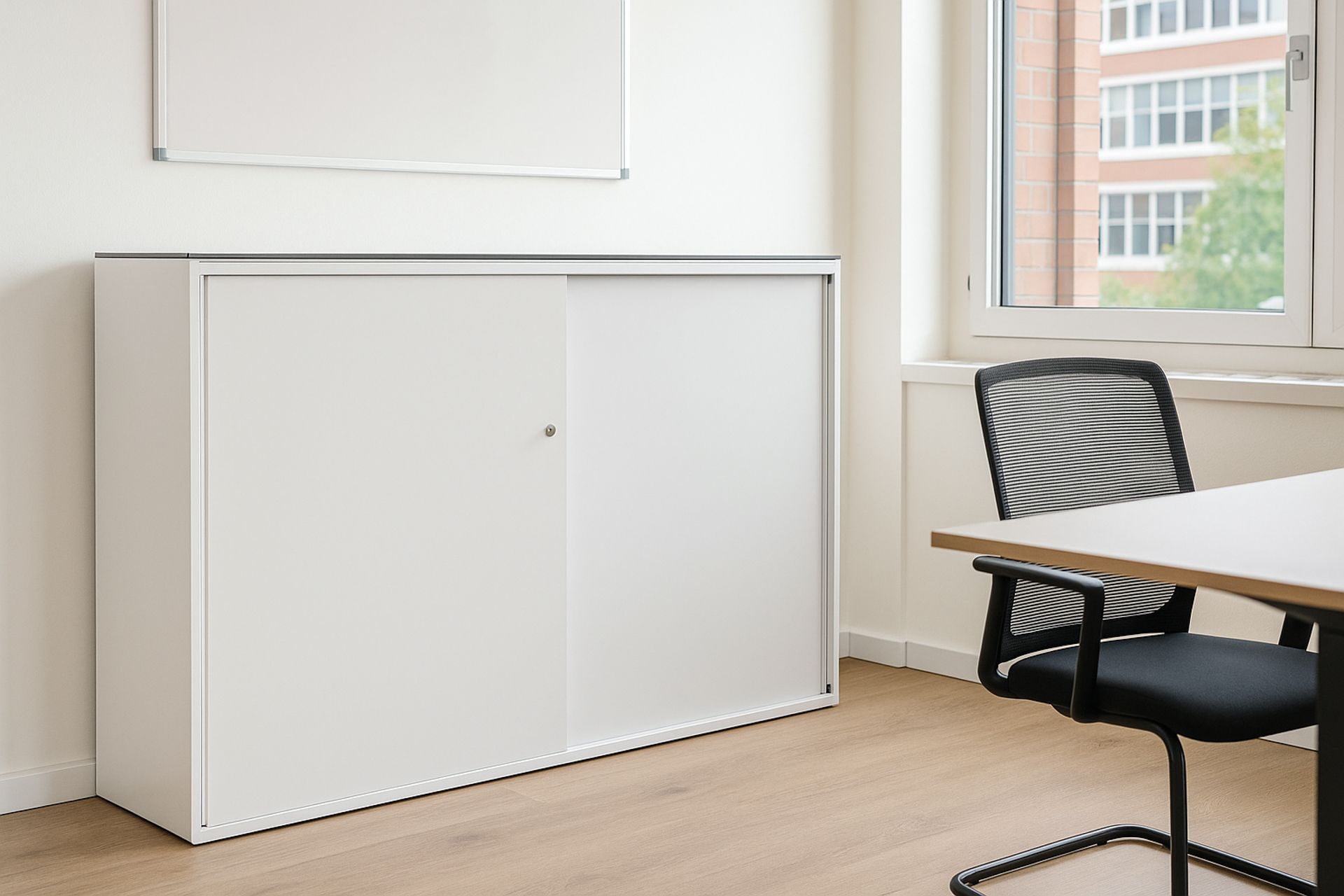 Ein Büro mit Möbeln der Marke Lista Lo Office