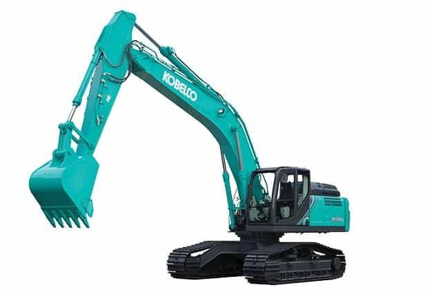 Teal Kobelco Excavator with Black Tracks and A Bucket — Forecast Machinery in Yarrawonga, NT