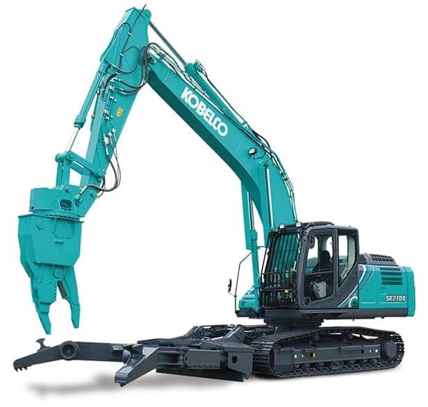 Teal Kobelco Excavator with Demolition Shears — Forecast Machinery in Yarrawonga, NT