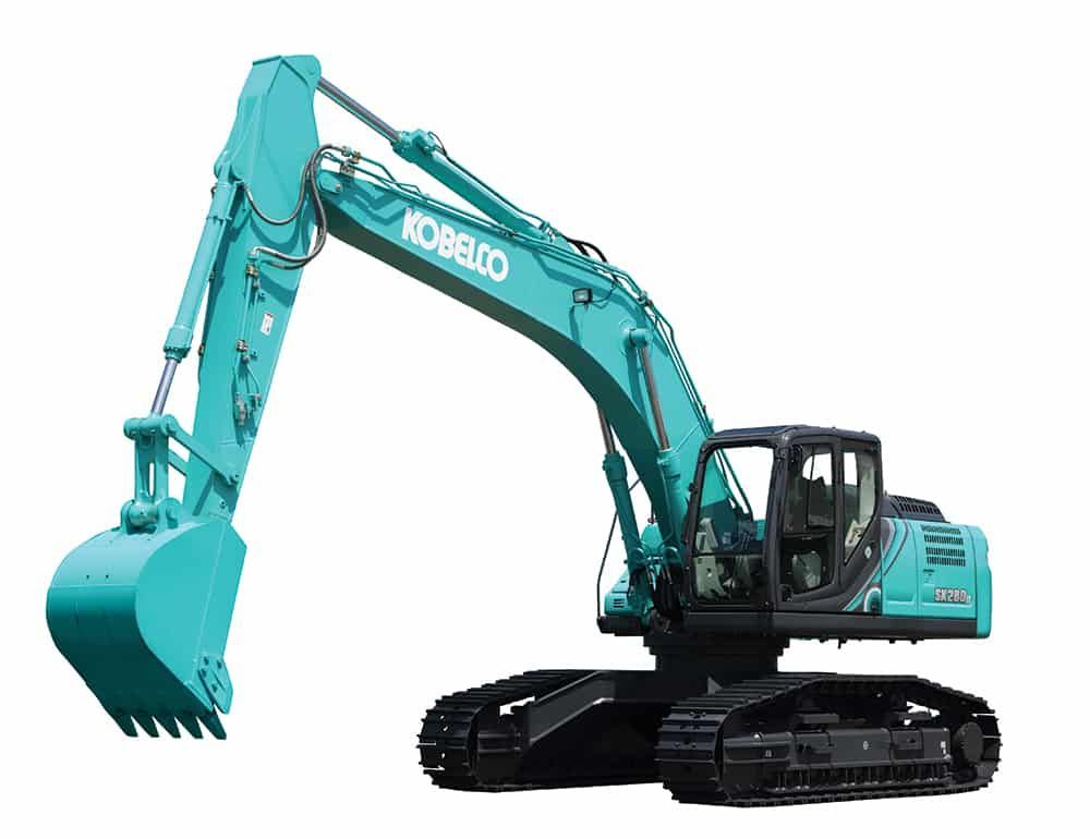 Teal Kobelco Excavator with Black Tracks and Arm Extended — Forecast Machinery in Yarrawonga, NT