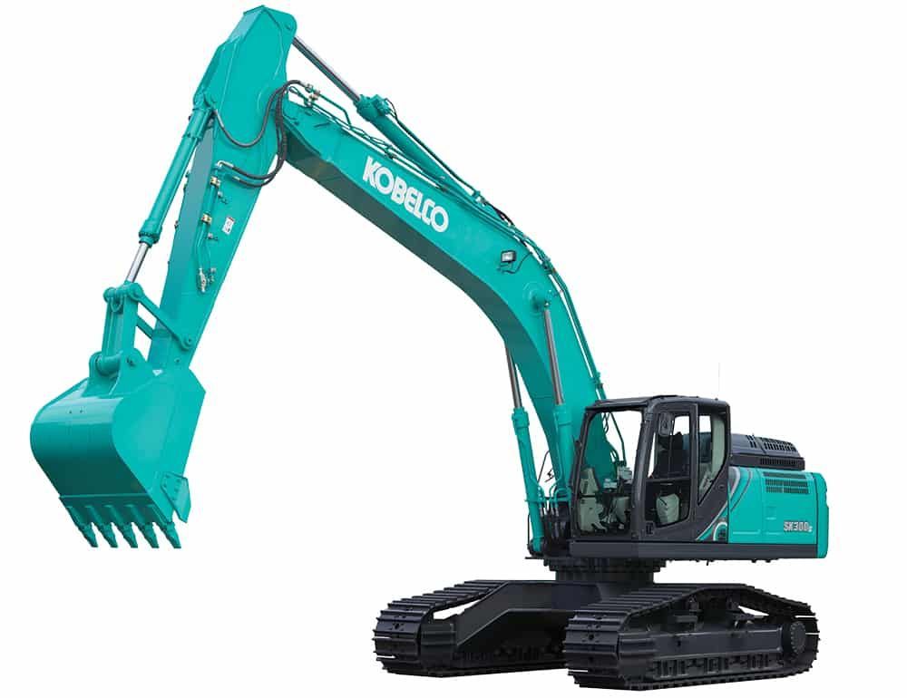 Teal Kobelco Excavator with Bucket Extended and Tracks on Ground — Forecast Machinery in Yarrawonga, NT