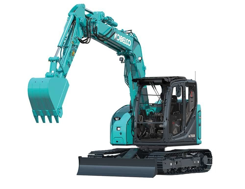A Teal Kobelco Excavator with A Raised Arm and Bucket — Forecast Machinery in Yarrawonga, NT