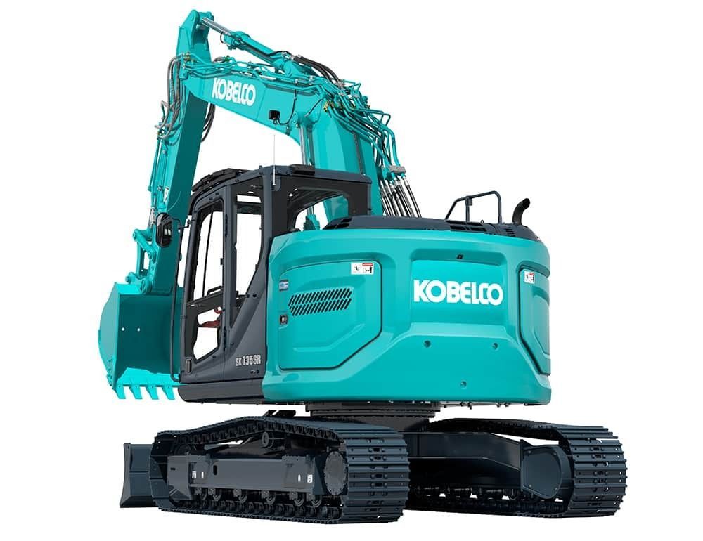 Teal Kobelco Excavator with Black Tracks and A Raised Arm — Forecast Machinery in Yarrawonga, NT