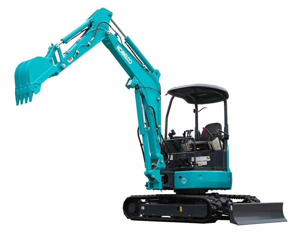 Teal Excavator with Raised Arm and Bucket on Black Tracks — Forecast Machinery in Yarrawonga, NT
