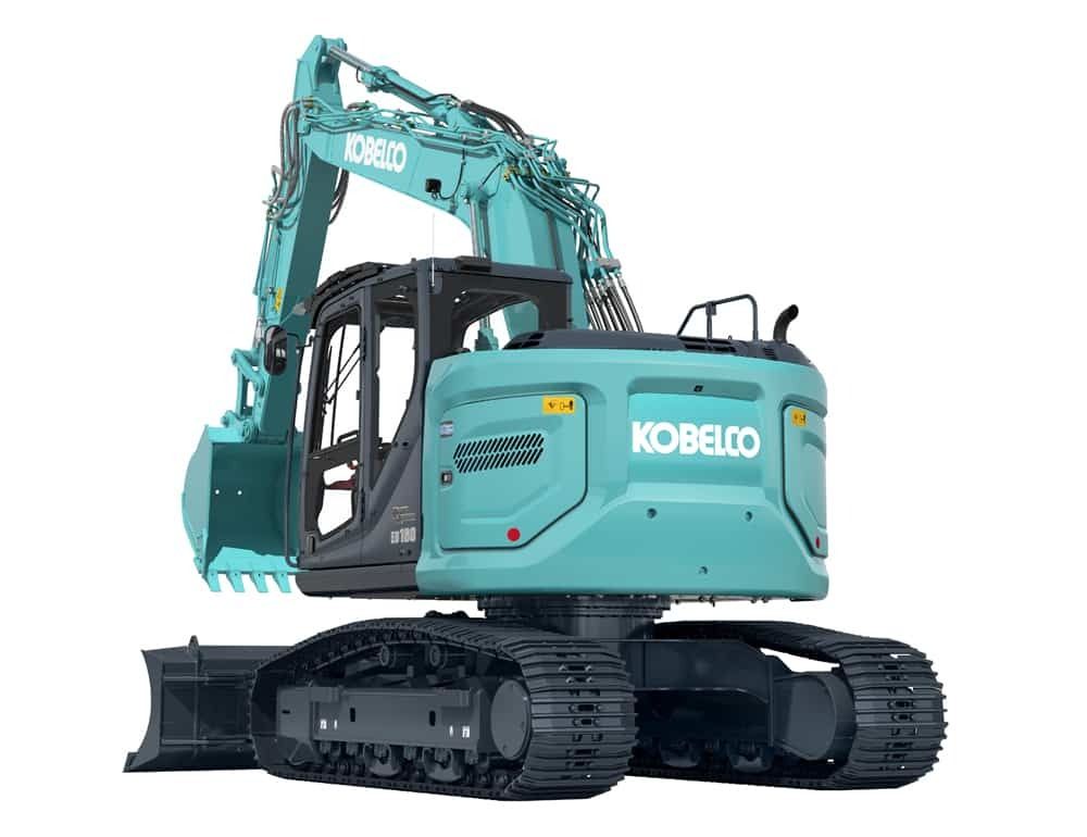 Teal Kobelco Excavator on Tracks with A Raised Bucket — Forecast Machinery in Yarrawonga, NT