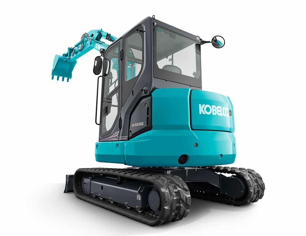 Teal Kobelco Excavator on Black Tracks Arm Raised — Forecast Machinery in Yarrawonga, NT