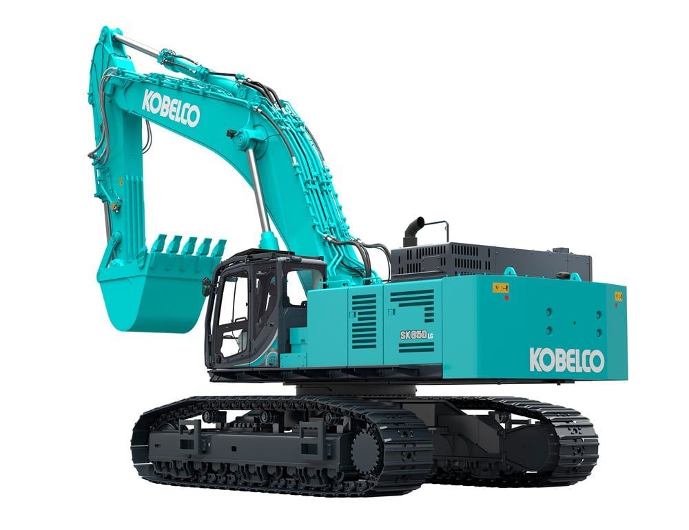 A Teal Kobelco Crawler Excavator With a Bucket Attachment — Forecast Machinery in Yarrawonga, NT