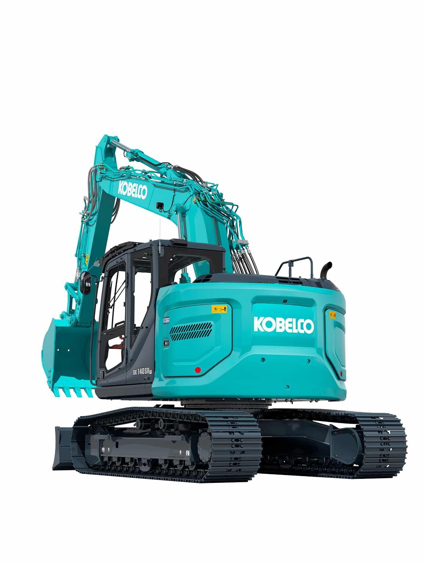 Teal Kobelco Excavator on Tracks Side View — Forecast Machinery in Yarrawonga, NT