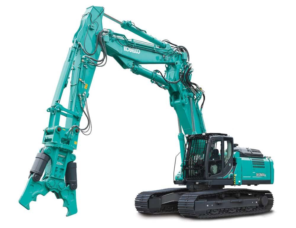 Teal Kobelco Excavator with Demolition Shears — Forecast Machinery in Yarrawonga, NT