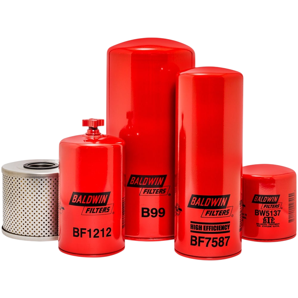 Several red Baldwin Filters of varying sizes — Forecast Machinery in Yarrawonga, NT