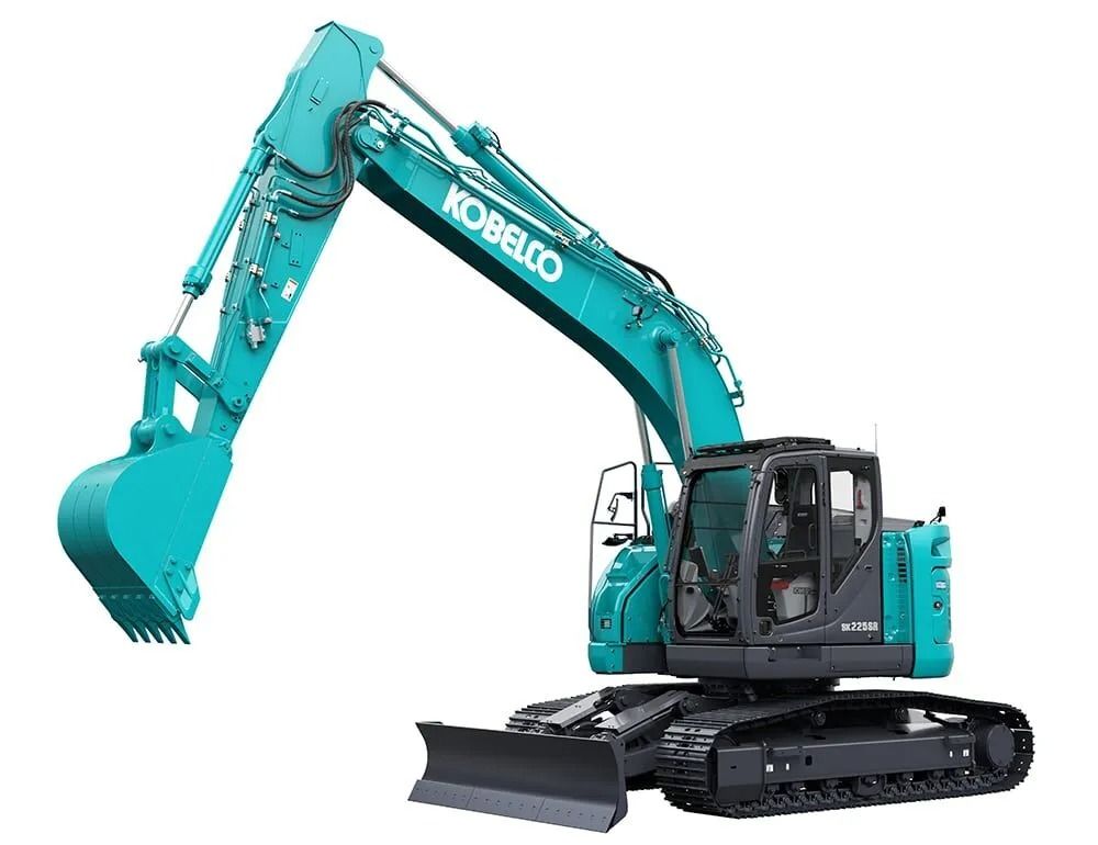 Teal Kobelco Excavator with Tracks and Bucket — Forecast Machinery in Yarrawonga, NT