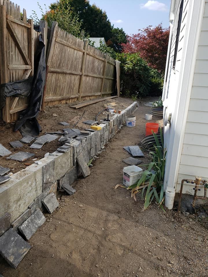 Construction site: concrete blocks and paving stones