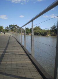 metal railing on boardwalk