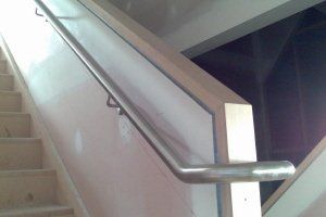 metal hand rail by stairs