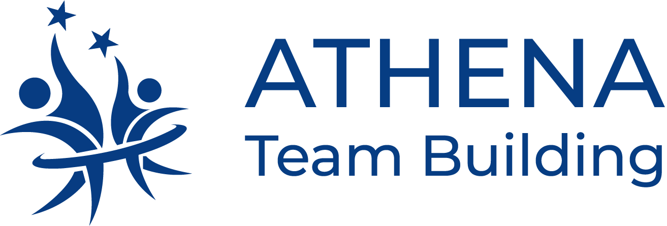 Logo d'Athena Team Building avec des figures stylisées tendant vers les étoiles.