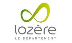 Logo de Lozère, France, avec un symbole de l'infini en vert au-dessus du mot « Lozère » et « Le Département »