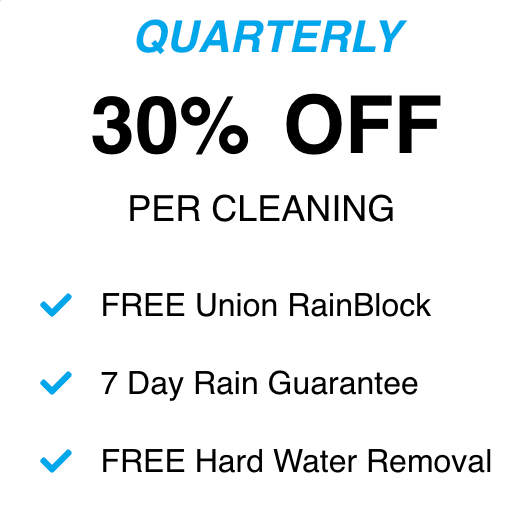 A sign that says quarterly 30 % off per cleaning