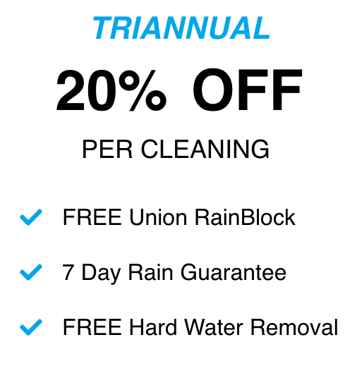 A sign that says triannual 20 % off per cleaning
