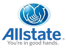 Allstate logo: blue hands cupping a blue orb, with text "Allstate, You're in good hands."