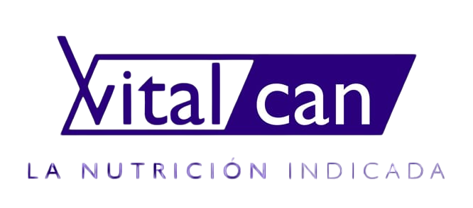 Logo for Vital Can dog food, with text "LA NUTRICIÓN INDICADA" below.