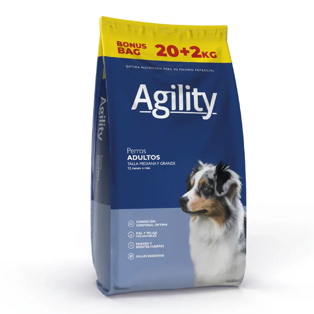 Agility perro adulto x 20 + 2 kg de regalo