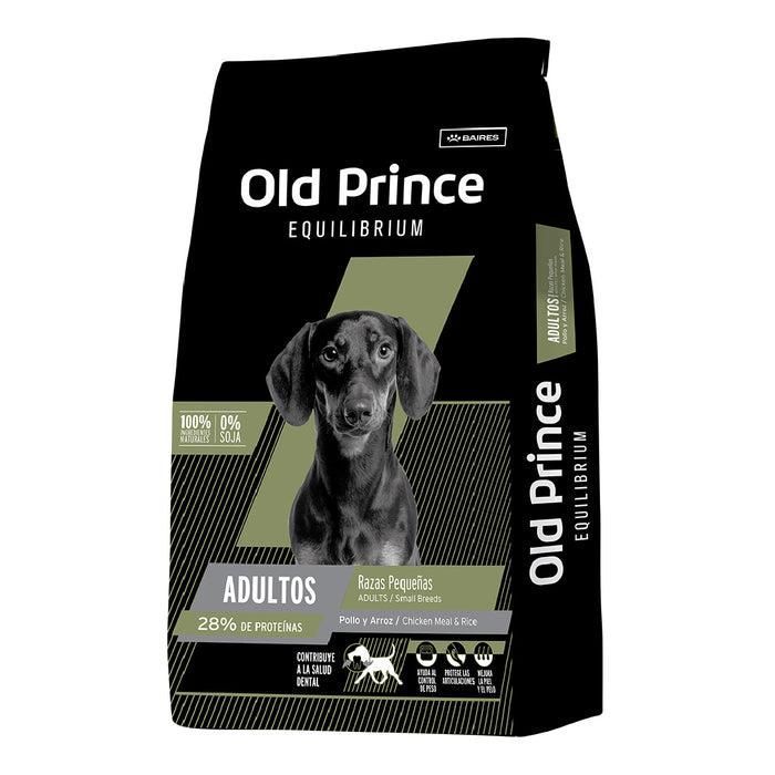 Bolsa de comida para perros, marca "Old Prince Equilibrium". Negra y verde, con un perro salchicha.