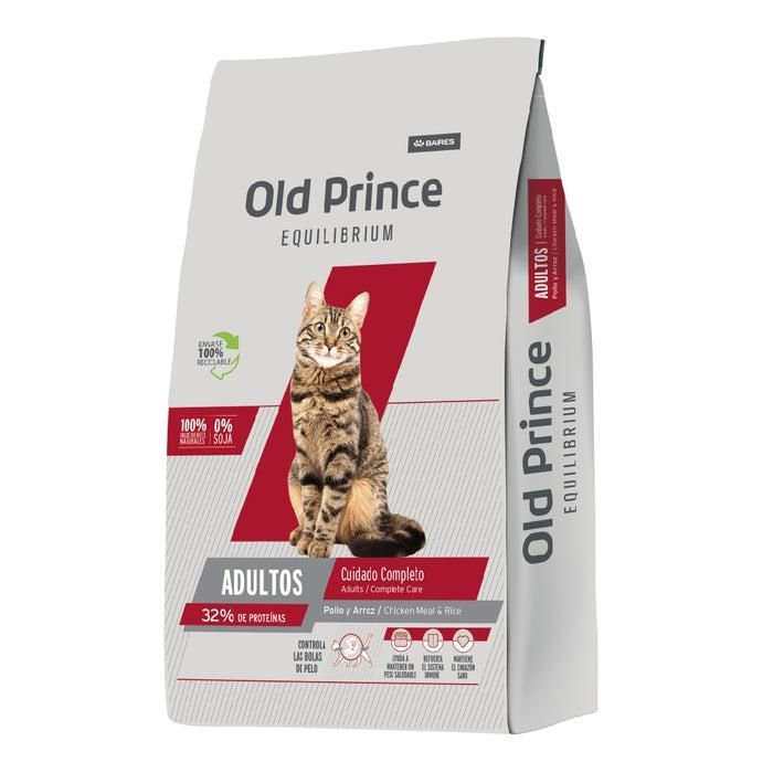 Bolsa de comida para gatos Old Prince para gatos adultos con gráfico de gato atigrado.