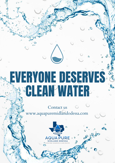 Poster promoting clean water with water splash background and text: 