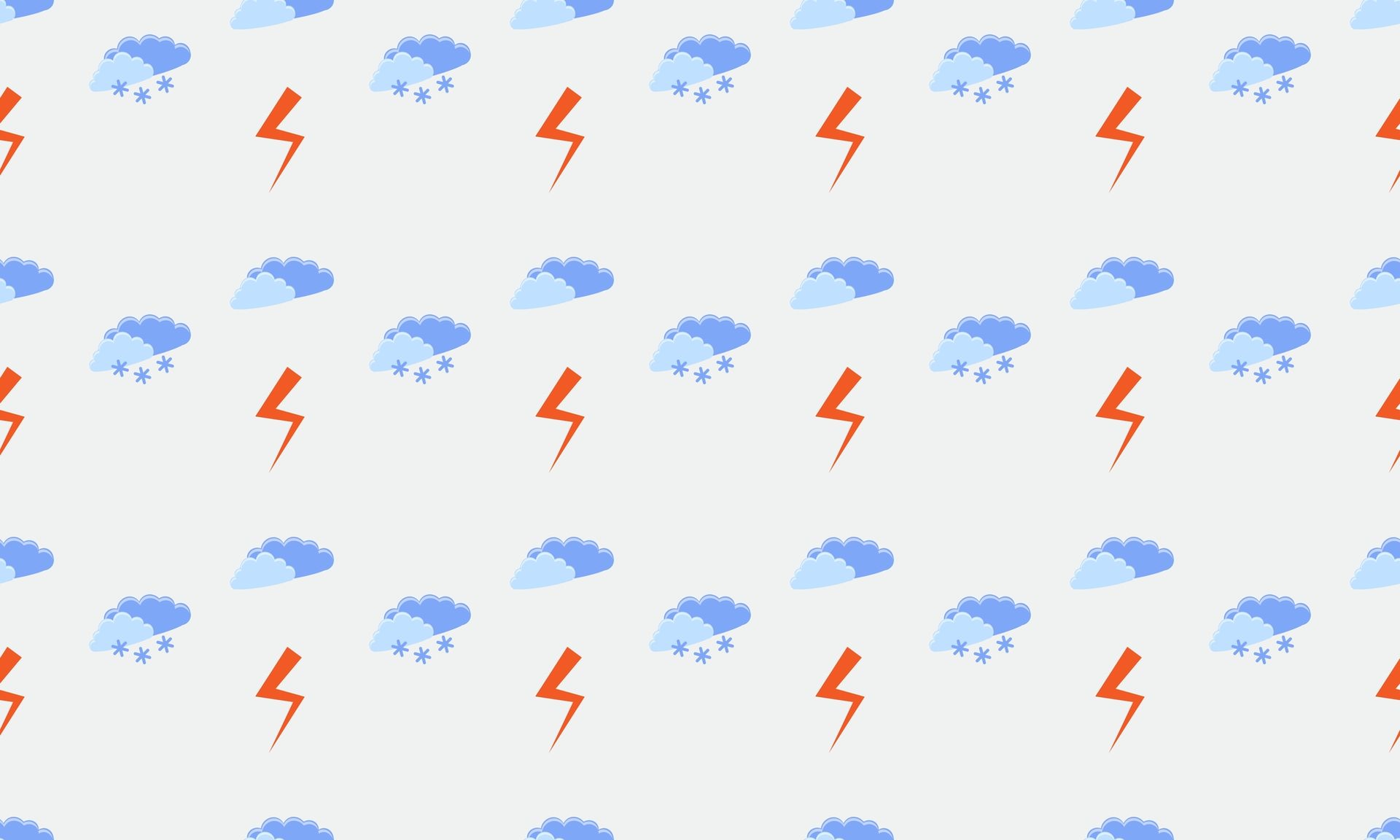 a pattern of clouds and lightning bolts on a white background