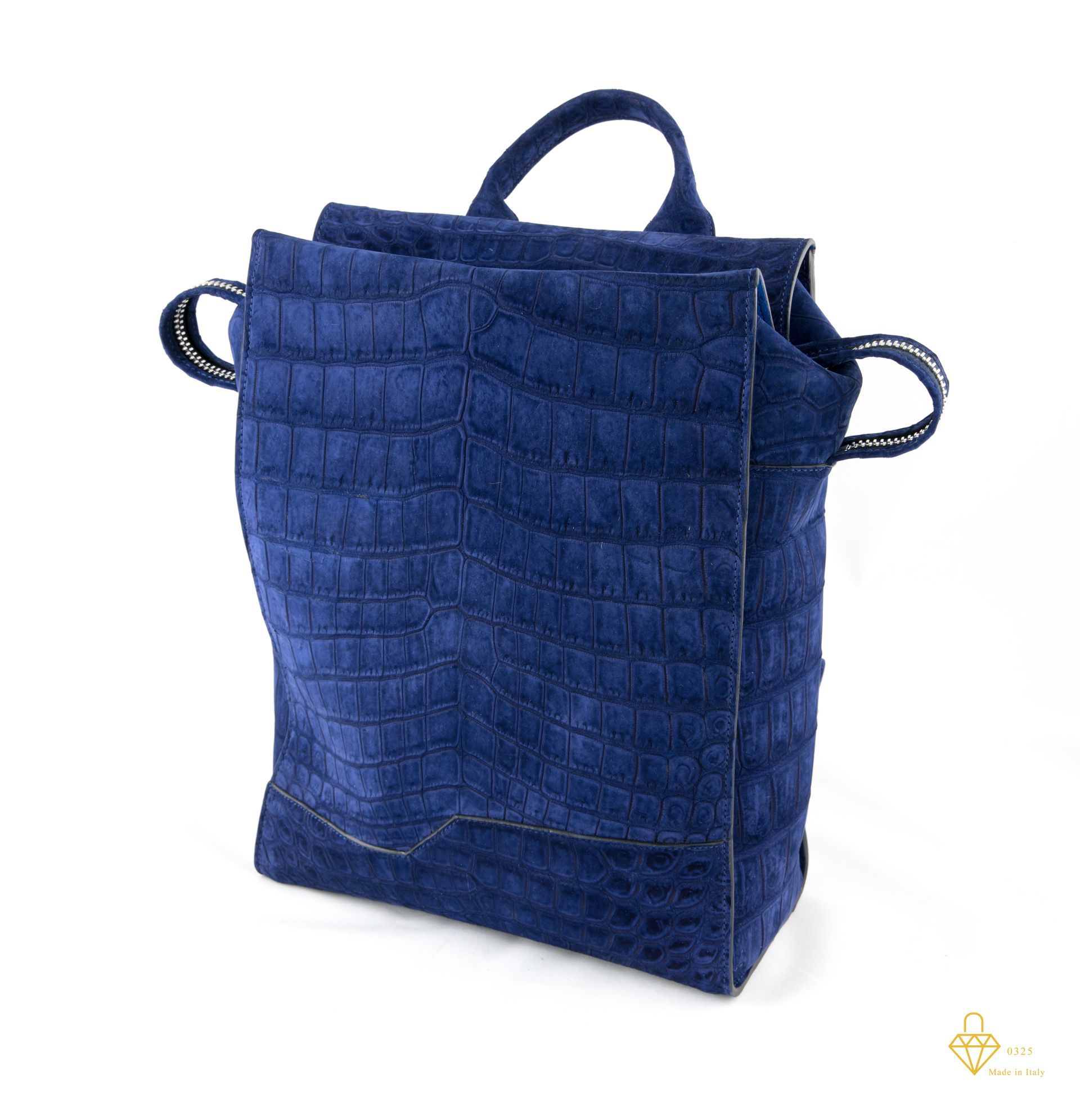 borsa in pelle blu