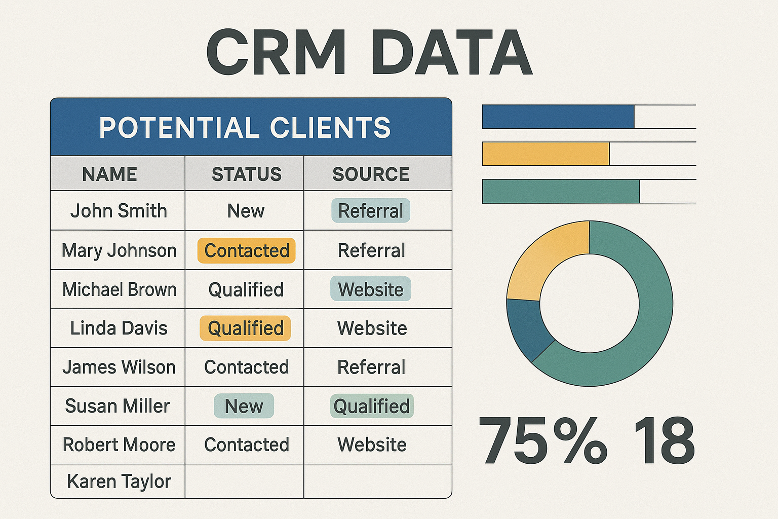 CRM Data Potential Clients Name Status Source