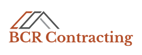 Logo of BCR Contracting featuring overlapping roof shapes and the company name.
