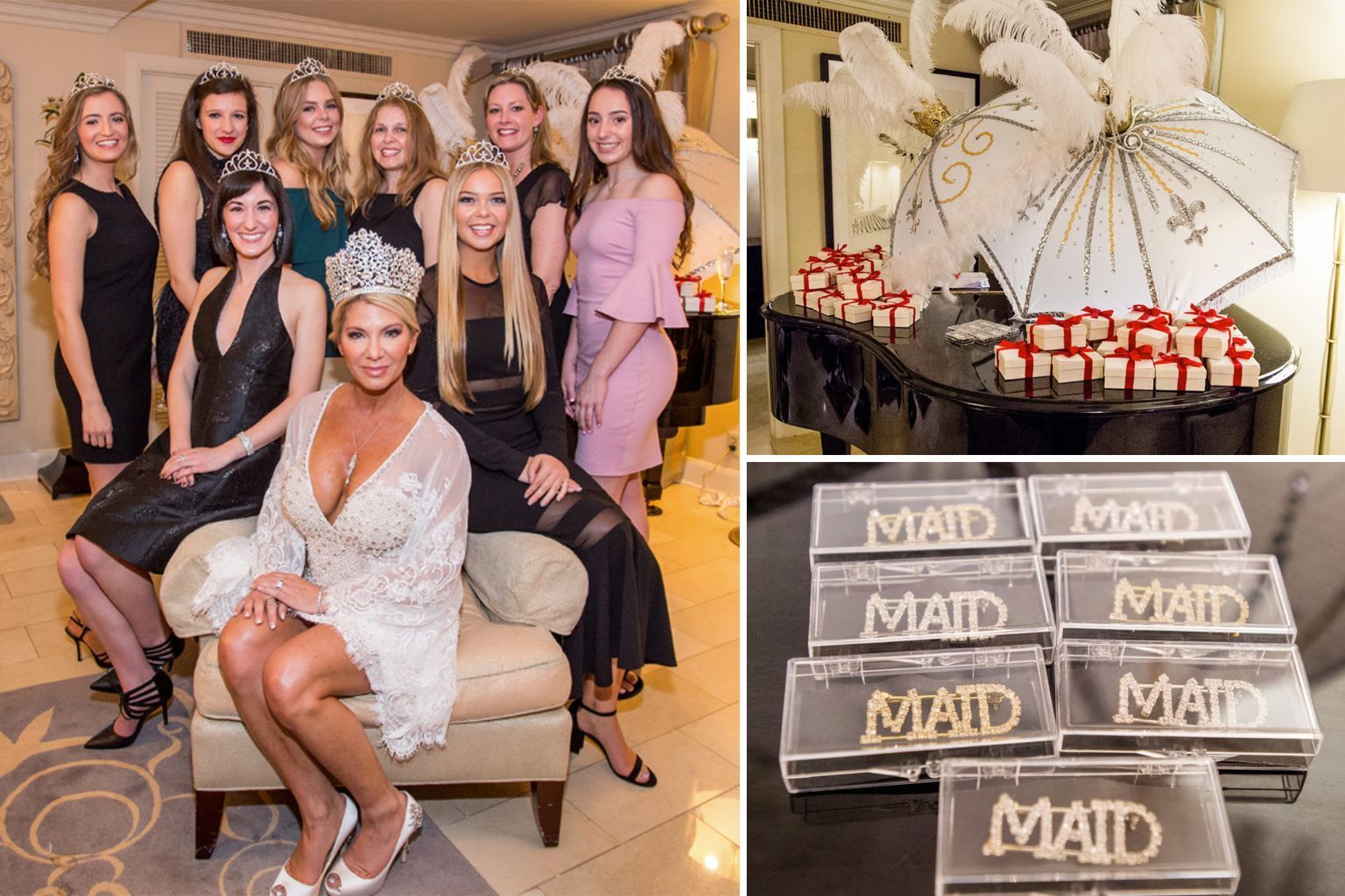 A group of women are posing for a picture at a bridal shower.