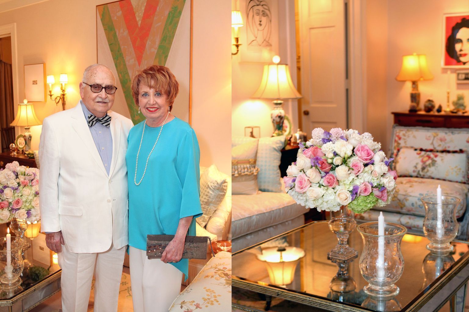 A man and a woman are standing next to each other in a living room.
